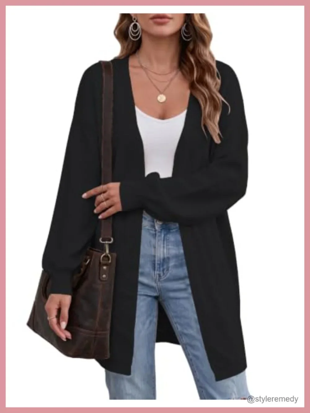 Oversized Chunky Knit Cardigan Women 2026 Open Front Long Sleeve V-Neck Fall